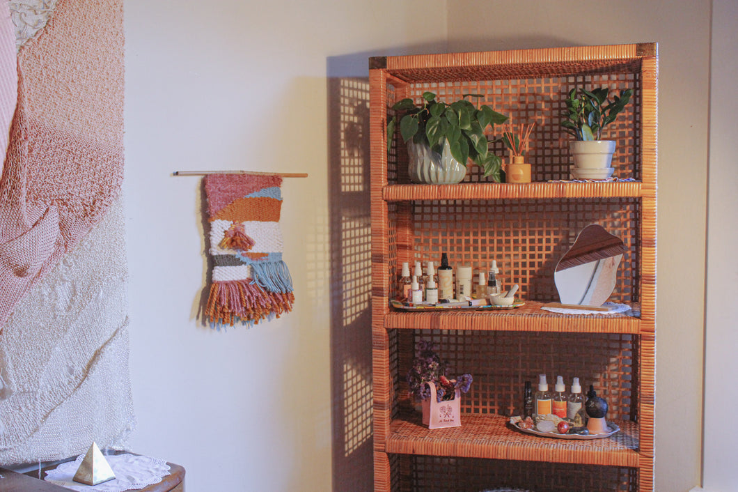 Boho Vintage Wicker Bookcase